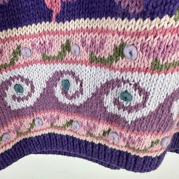 Vintage 90's Floral Rami Cotton Long Line Sweater Womans Small Fairycore Cottage - Picture 11 of 11